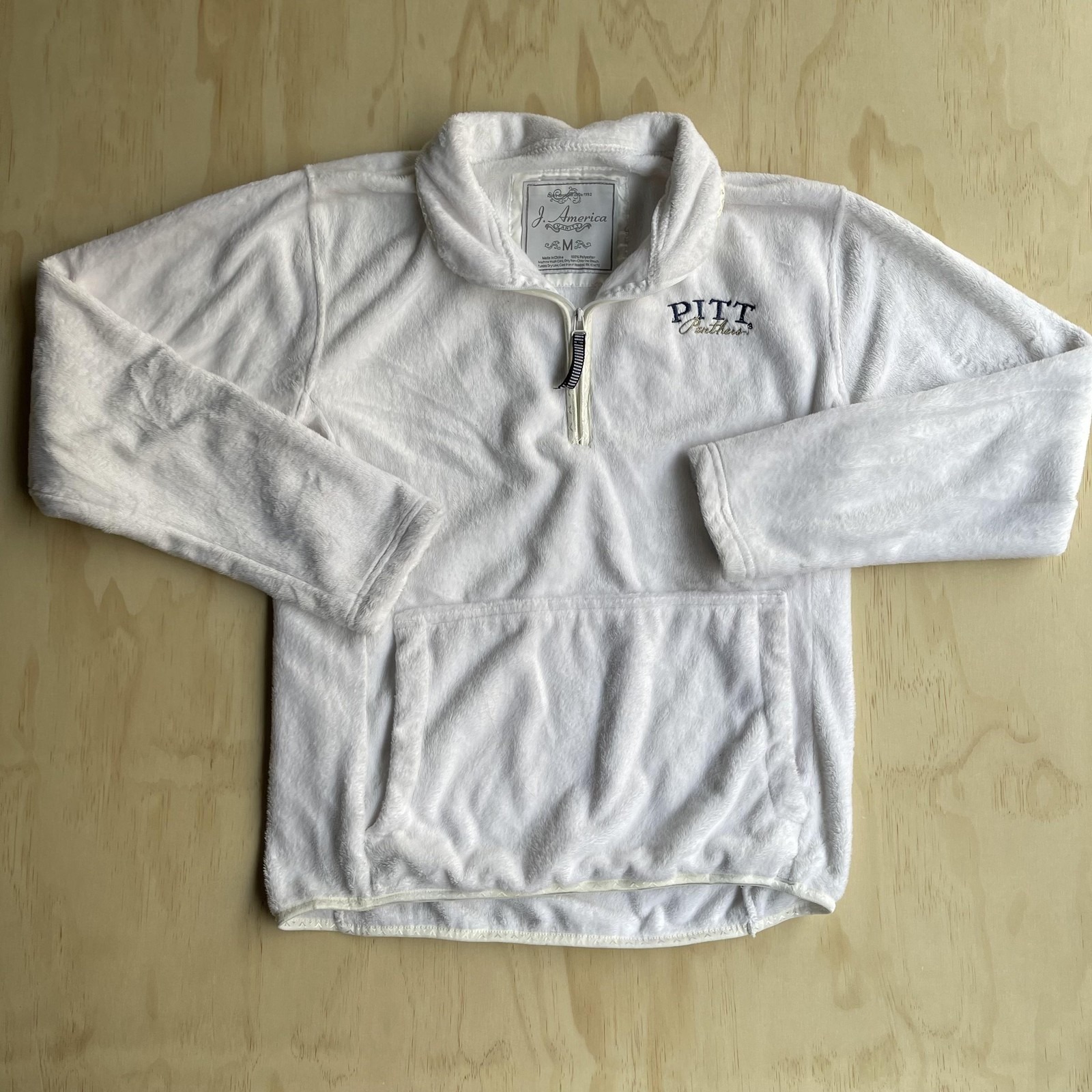 Pitt Panthers Sweatshirt Womens Medium White Ncaa Football J America Quarter Zip